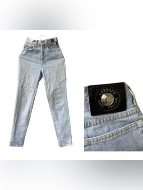 Versace Light Blue High-Rise Slim Straight Jeans